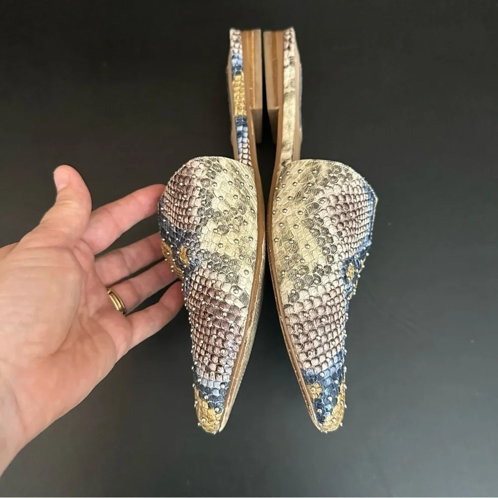 Steve Madden Size 8.5 Trace -B Leather Pointed Toe Mules Snake Animal Print - Picture 7 of 10